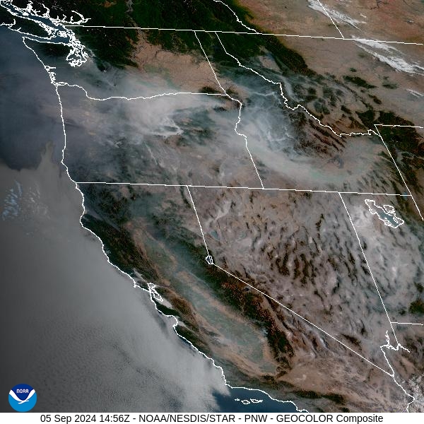 Thursday morning’s satellite shows light smoke over Western Montana, with heavier smoke over Washington, Idaho, and Oregon.